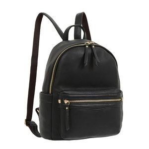 NWT Backpack, Quality Vegan Leather, Black with Gold Zippers, Mellow World